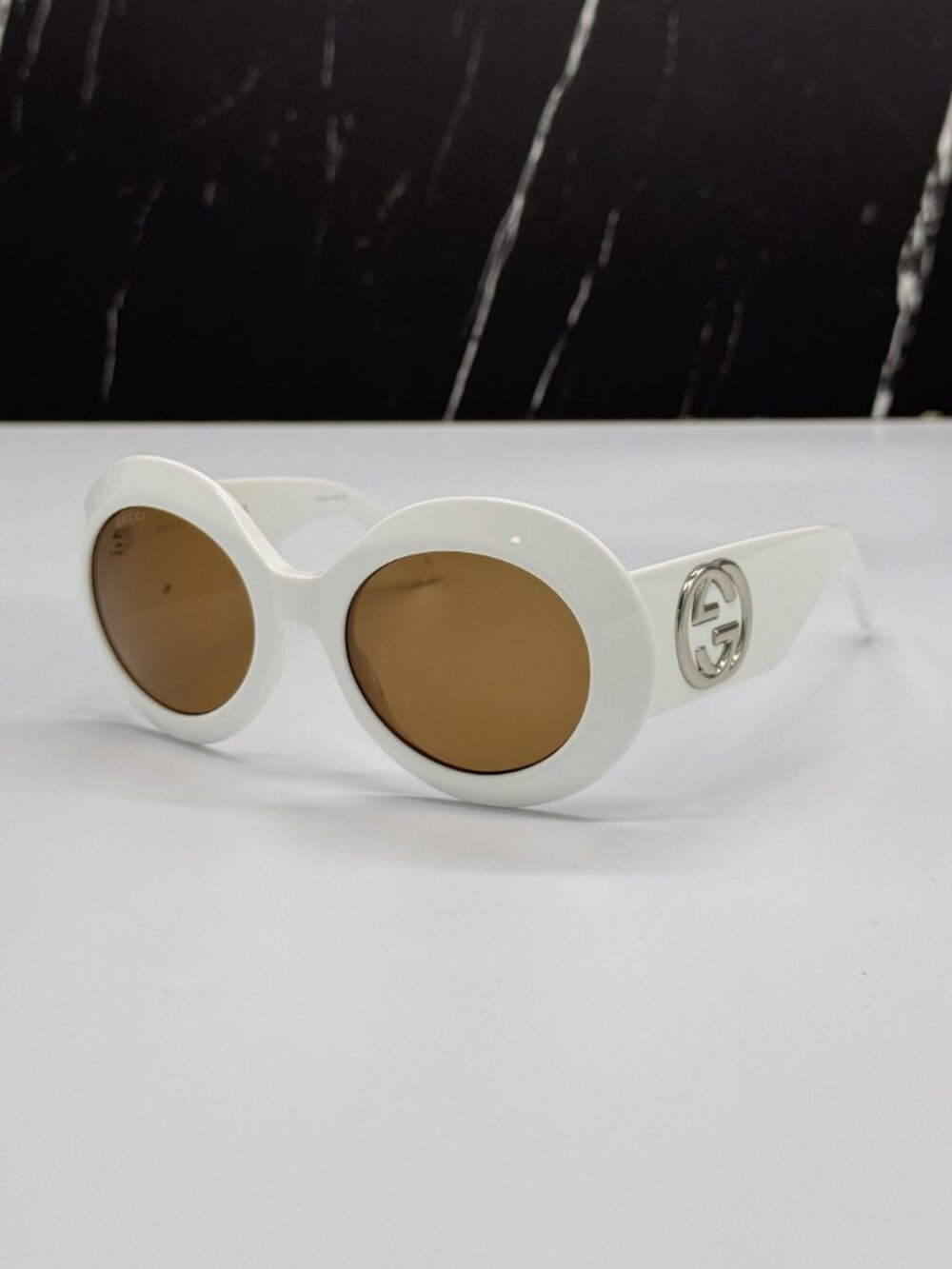 NEW GUCCI GG1647S 003 SUNGLASSES WHITE BROWN ROUND WOMEN EYEWEAR GUCCI - Picture 5 of 11